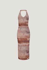Reia Halter Mesh Maxi Dress