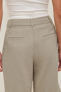 Linen High Rise Bermuda Shorts