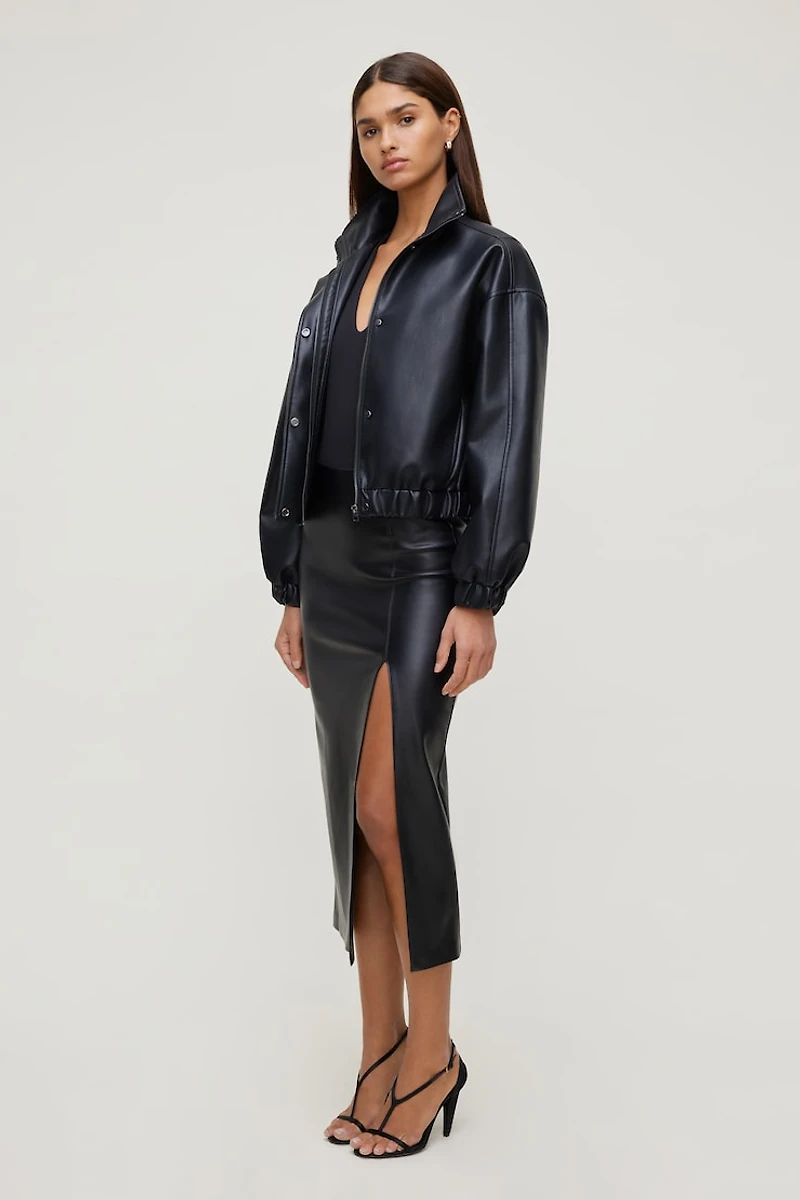 Jupe midi en faux cuir Marlow
