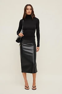 Shiloh Faux Leather Midi Skirt