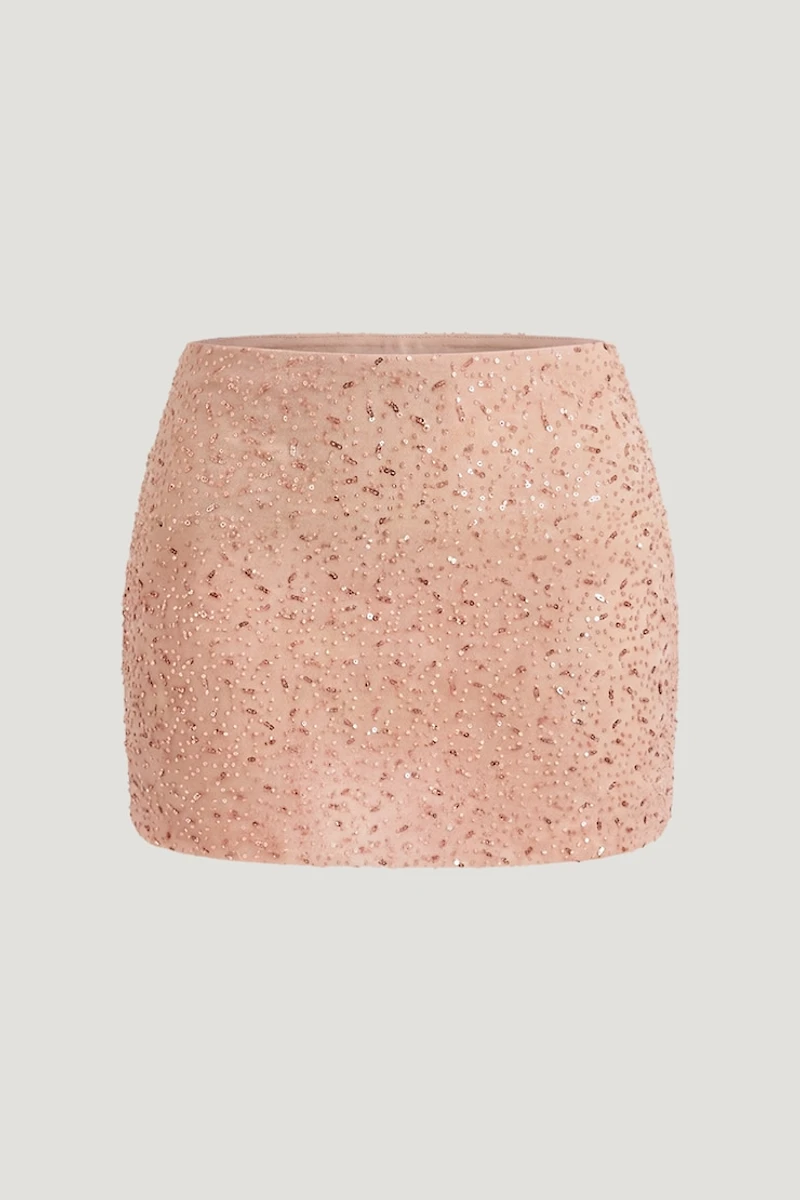Beaded Mesh Mini Skirt