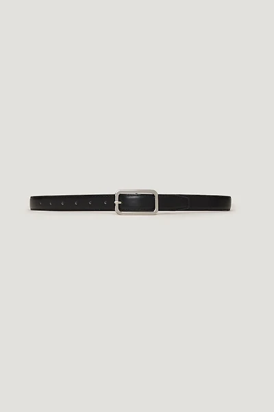 Rounded Rectangle Slim Faux Leather Belt