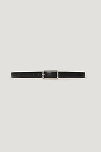 Rounded Rectangle Slim Faux Leather Belt