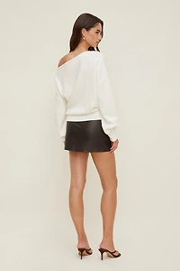Stacie Croc Faux Leather Mini Skort