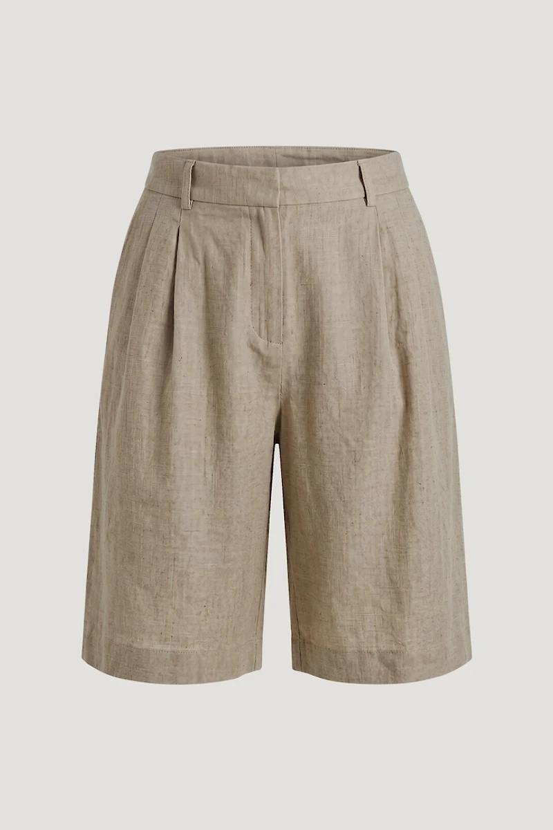 Linen High Rise Bermuda Shorts