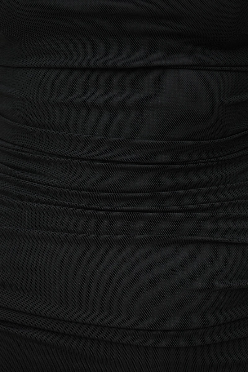 Robe midi froncée en maille