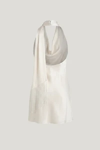 Fringe Scarf Satin Mini Dress