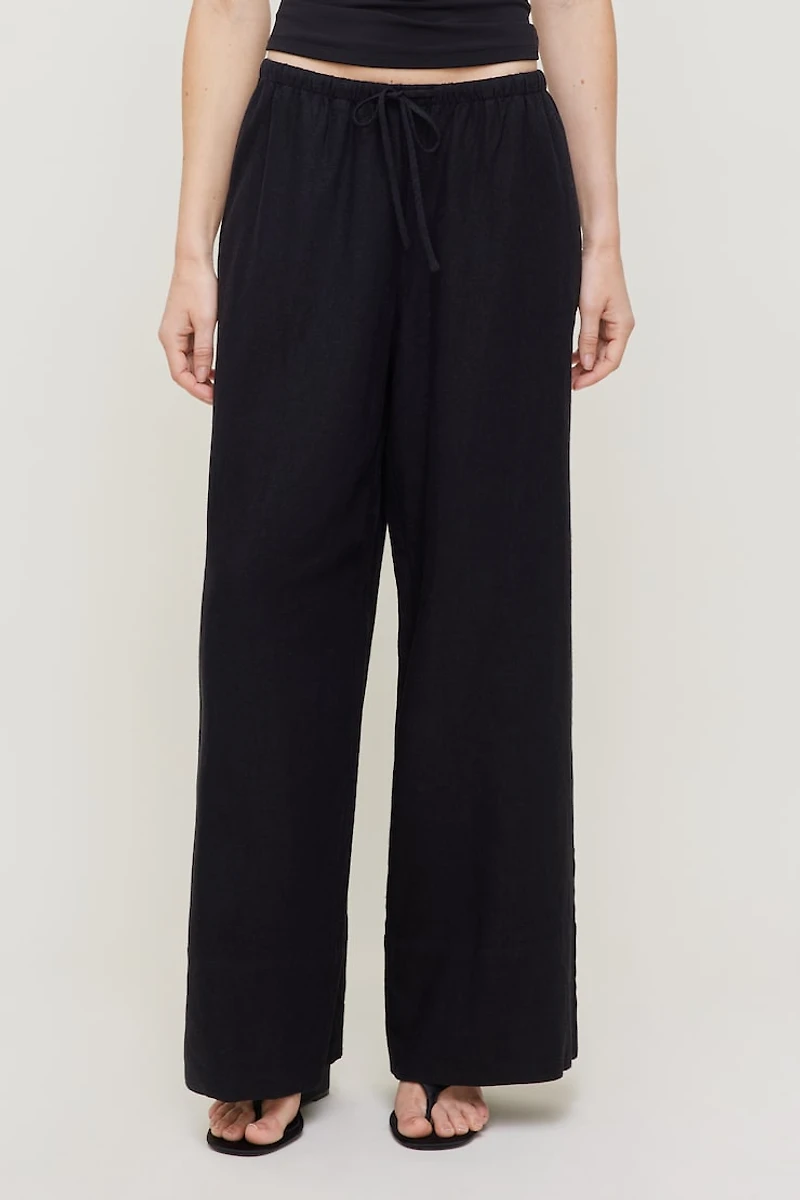 Pantalon en lin à jambe large Leo