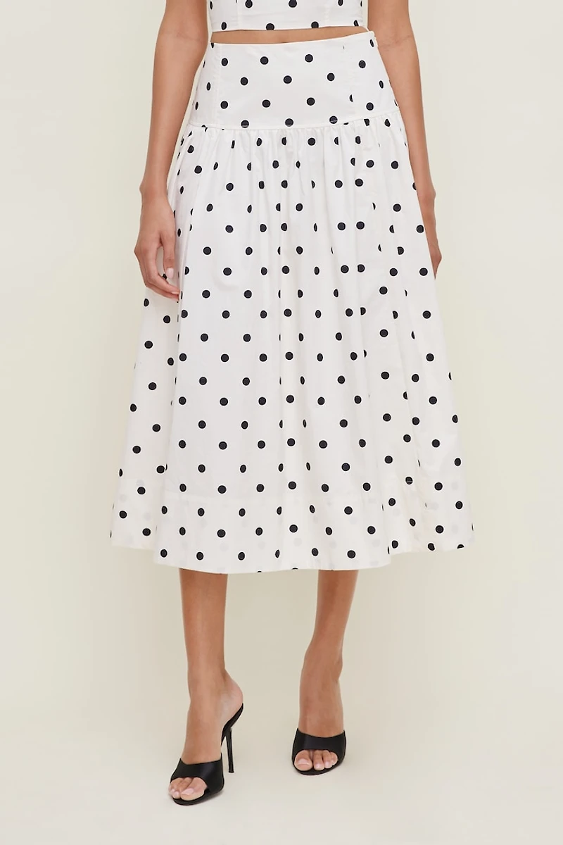 Drop Waist Poplin Midi Skirt