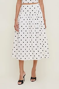 Drop Waist Poplin Midi Skirt
