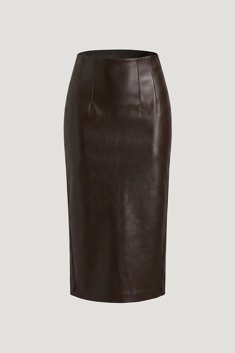 Shiloh Faux Leather Midi Skirt