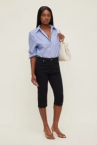 Jean capri extensible à taille haute