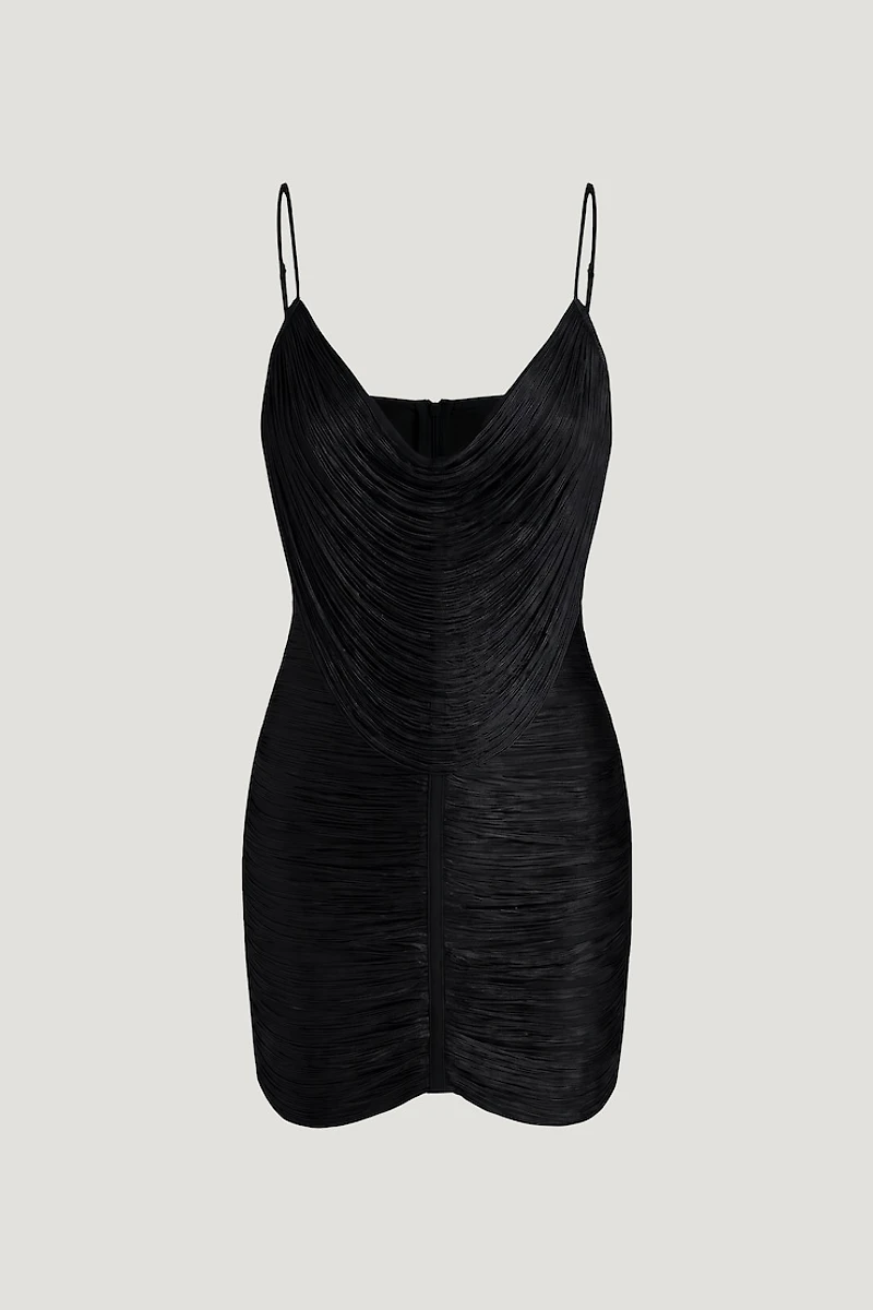 Cowl Fringe Mini Dress