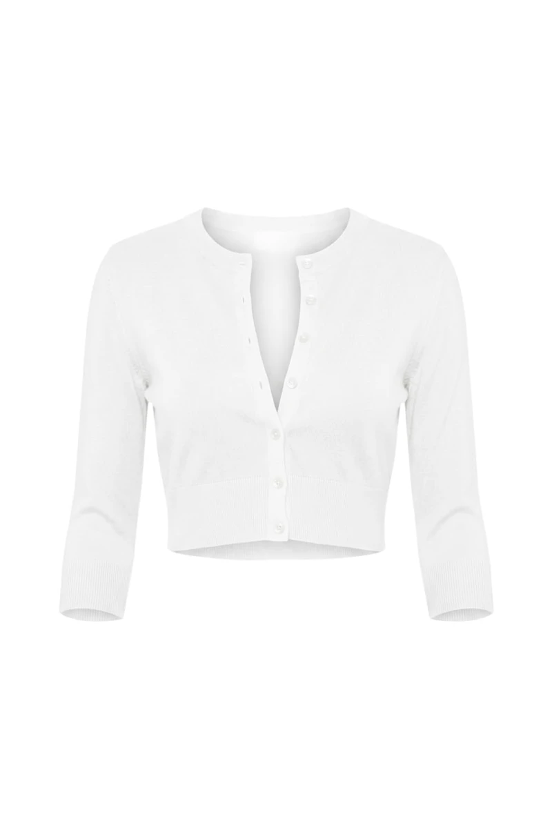 Cardigan ultra-écourté à manches longues
