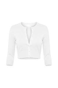 Cardigan ultra-écourté à manches longues