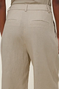Linen High Rise Bermuda Shorts