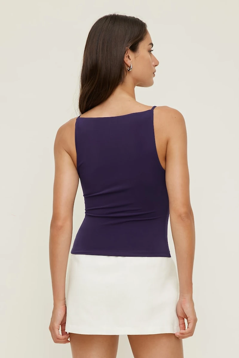 Camisole sculptante à col bateau et bretelles