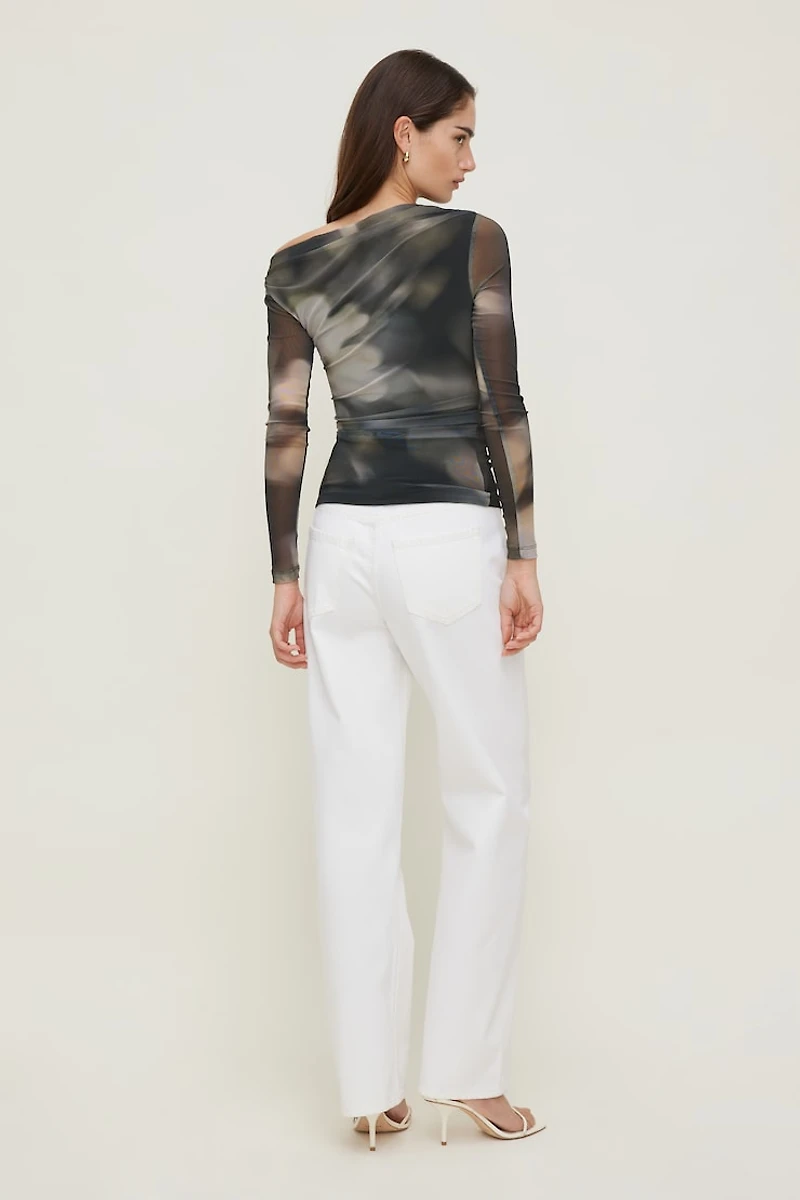 Cleo Printed Mesh Long Sleeve Top