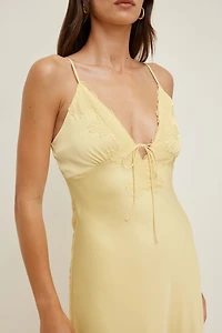 Lace Satin Maxi Dress