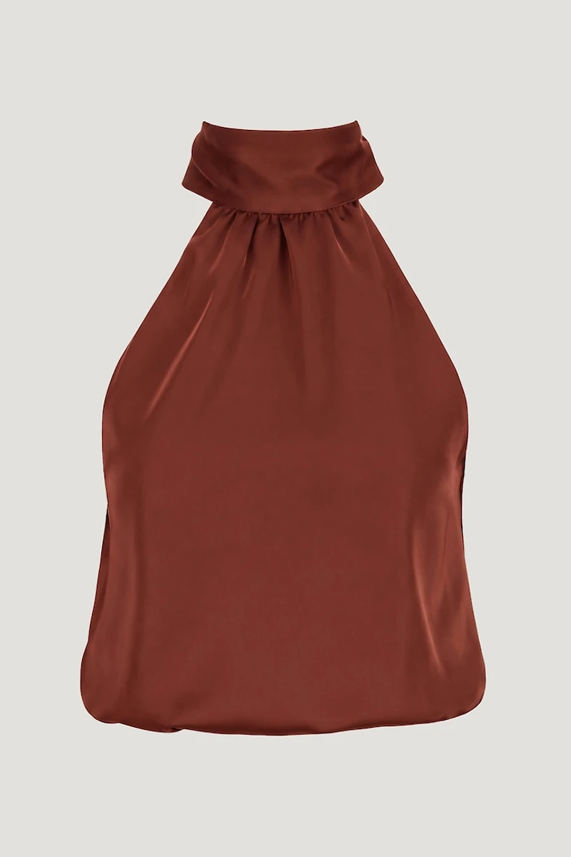 Paloma Bubble Satin Halter Blouse