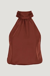 Paloma Bubble Satin Halter Blouse