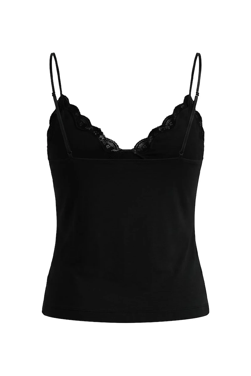 Sleek Plunge Lace Trim Cami Top