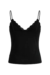 Sleek Plunge Lace Trim Cami Top