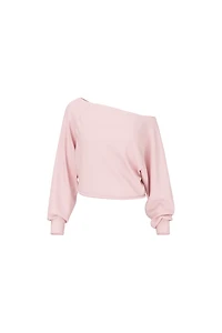 SoftTerry™ Raw-Edge Off Shoulder Sweatshirt