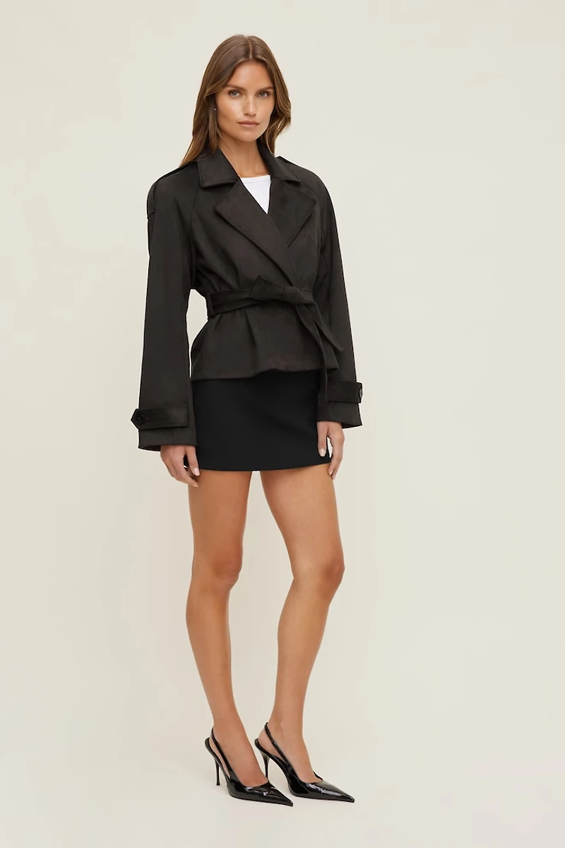 Remi Short Faux Suede Trench Coat