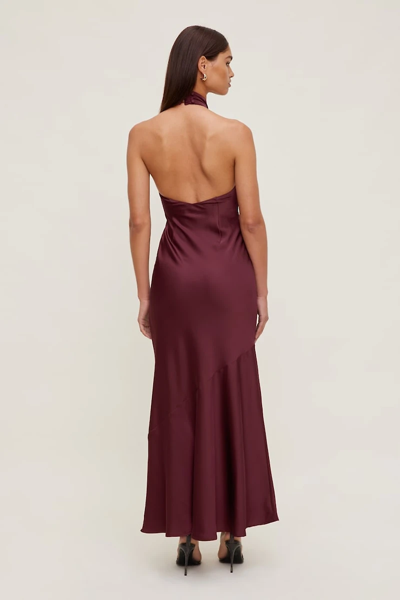 Keyhole Satin Maxi Slip Dress