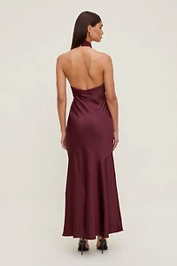 Keyhole Satin Maxi Slip Dress
