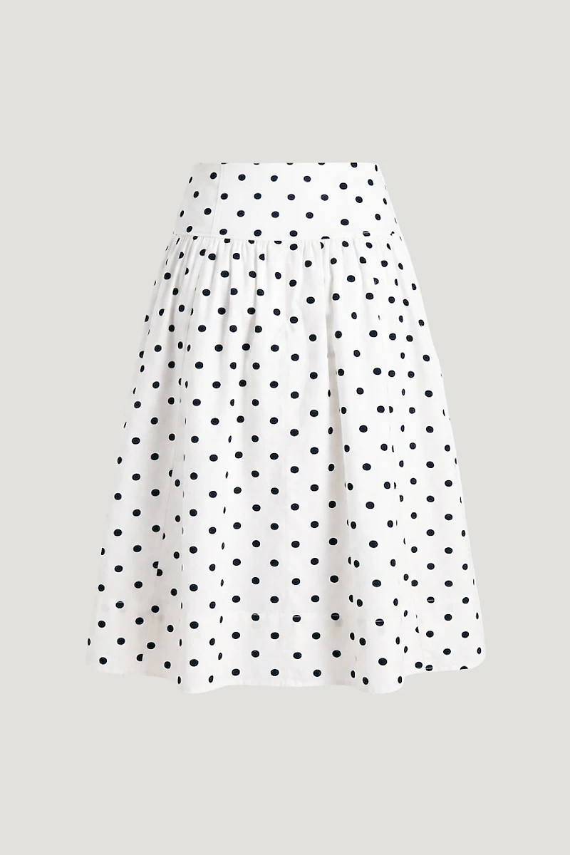 Drop Waist Poplin Midi Skirt