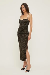 Robe midi froncée en maille