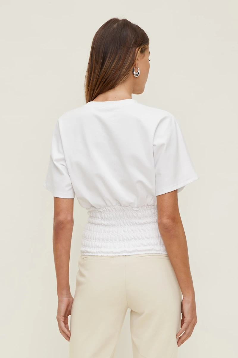 Smocked Cotton Spandex T Shirt