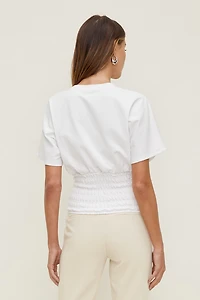 Smocked Cotton Spandex T Shirt