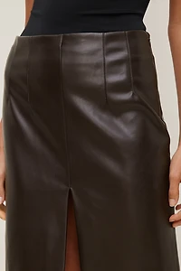 Faux Leather Midi Skirt