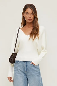 Cinched V Neck Sweater