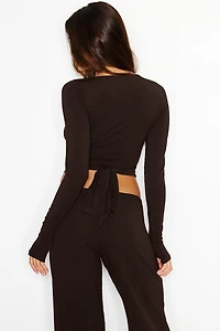 Smooth Long Sleeve Wrap Top