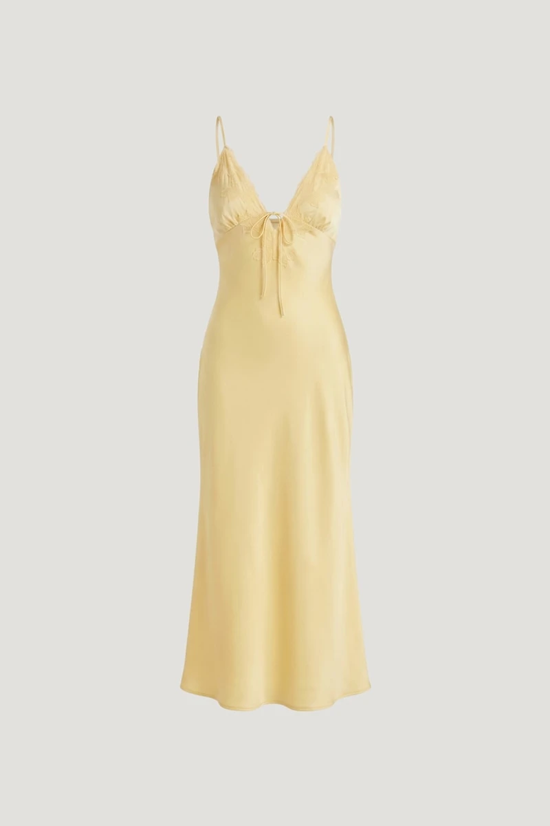 Lace Satin Maxi Dress