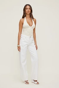 Lace Plunge Halter Bodysuit