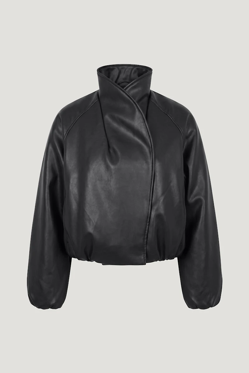 Blouson aviateur croisé en faux cuir