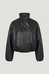Blouson aviateur croisé en faux cuir