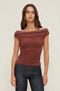 Off Shoulder Mesh Top