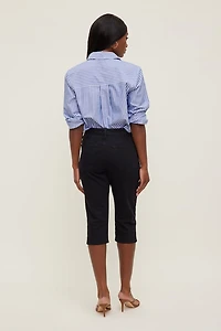 Jean capri extensible à taille haute