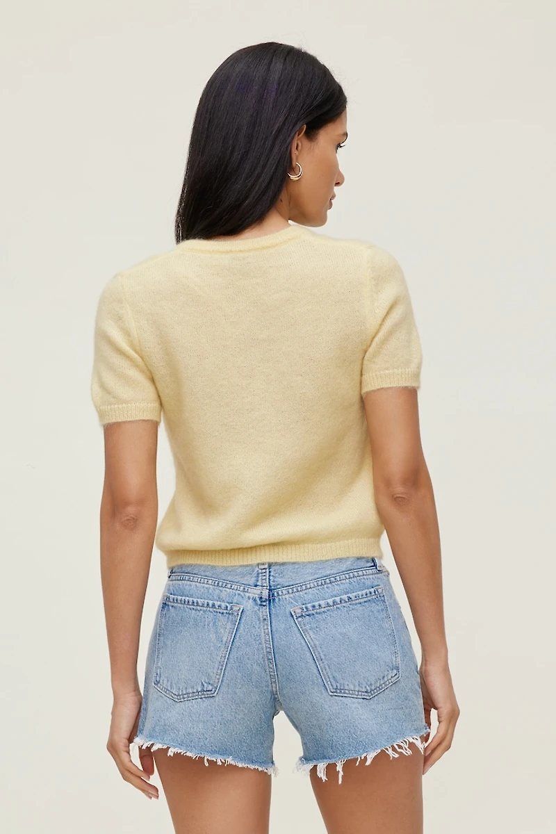 Cardigan à manches courtes en mohair de qualité supérieure