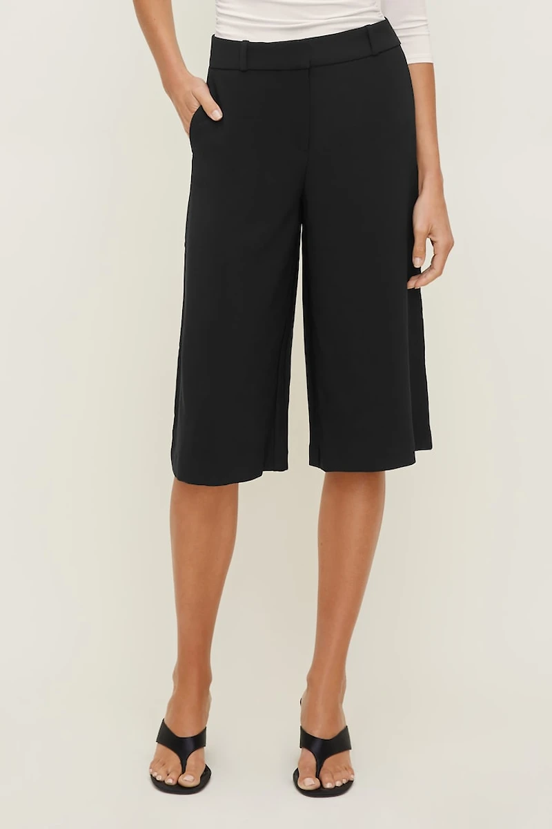 Jupe-culotte taille haute en crêpe