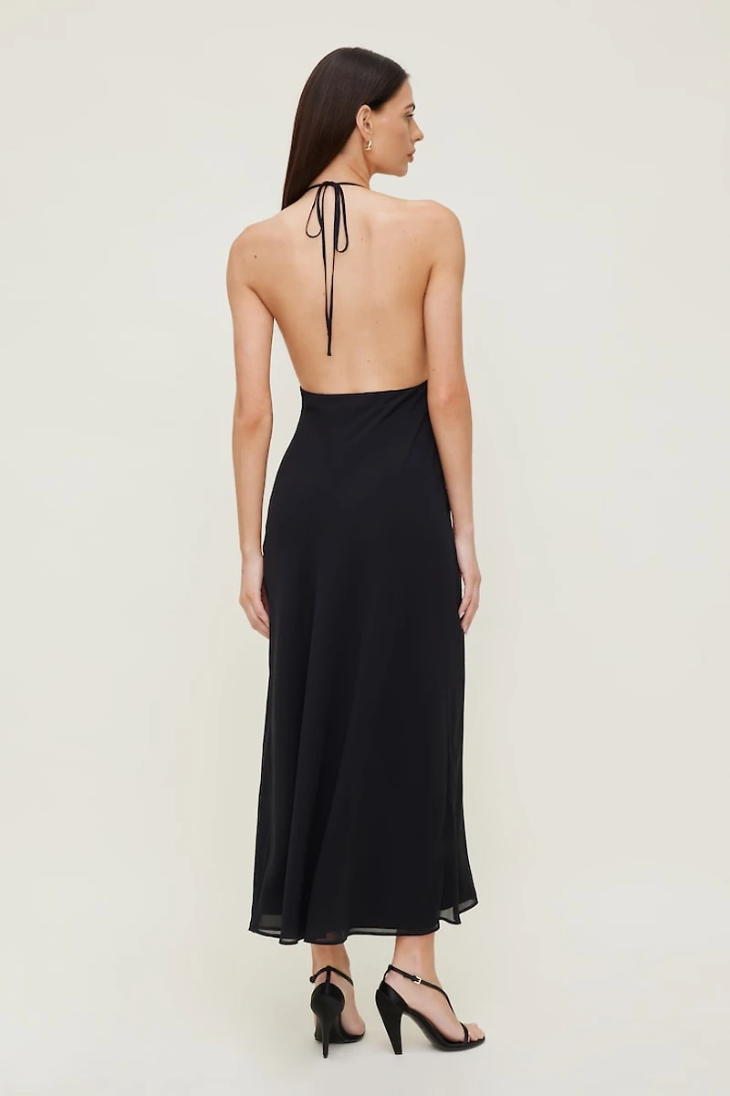 Plunge Cowl Neck Maxi Dress