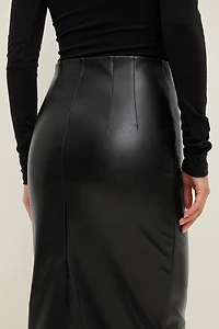 Shiloh Faux Leather Midi Skirt