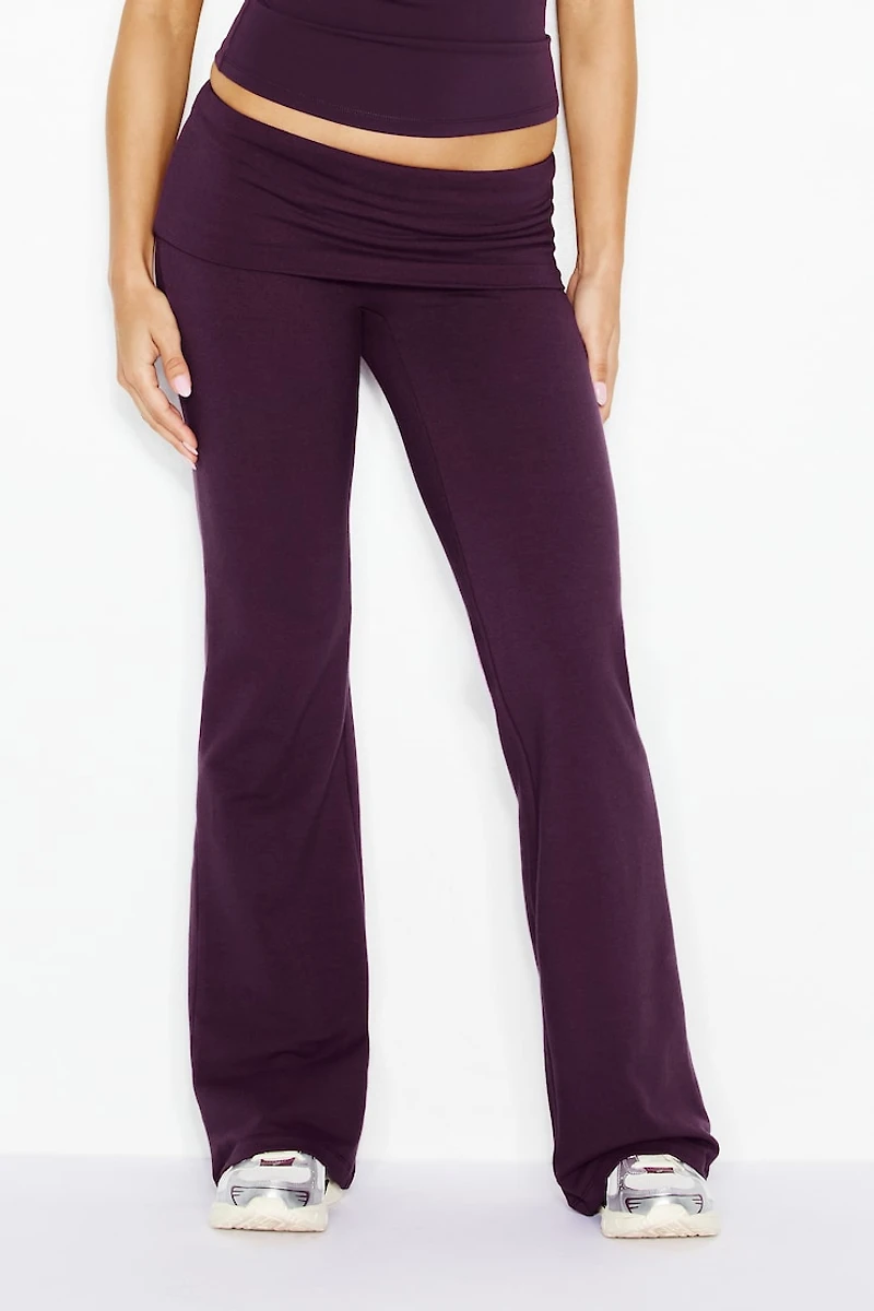 Pantalon à jambe semi-évasée et taille repliée StretchTerry