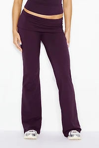 Pantalon à jambe semi-évasée et taille repliée StretchTerry